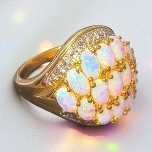 Gold Vermeil Over Sterling Silver Opal Cocktail Ring